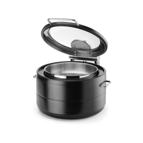 Podgrzewacz indukcyjny okrągły ze szklaną pokrywą De Luxe Black, 11l Podgrzewacz indukcyjny okrągły ze szklaną pokrywą De Luxe Black, 11l