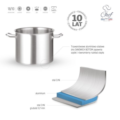 Garnek ze stali nierdzewnej wysoki king size 3l śr. 160x(H)160 mm