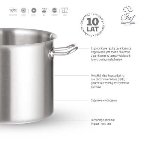 Garnek ze stali nierdzewnej wysoki king size 3l śr. 160x(H)160 mm