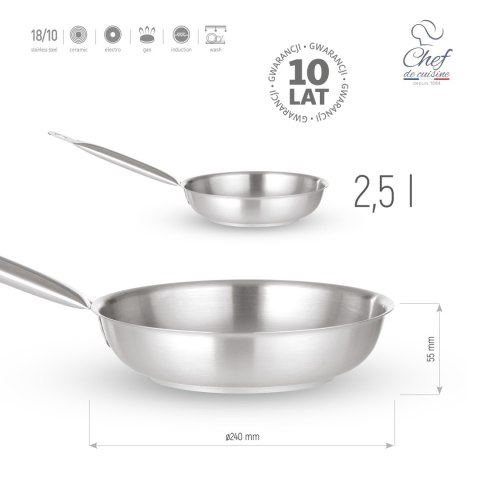 Patelnia ze stali nierdzewnej Prime, śr. 240mm