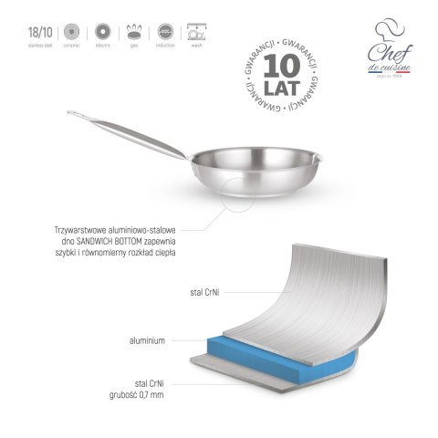 Patelnia ze stali nierdzewnej Prime, śr. 240mm
