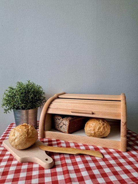 Chlebak drewniany Duży Naturalny z deską gratis Chlebak drewniany Duży Naturalny z deską gratis