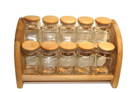 Pojemniki półka na przyprawy 10 szt 150 ml drewno Pojemniki półka na przyprawy 10 szt 150 ml drewno