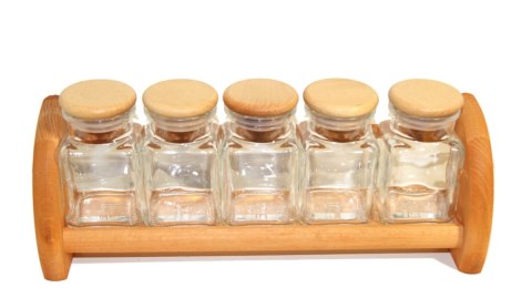 Pojemniki półka na przyprawy 5 szt 150 ml drewno Pojemniki półka na przyprawy 5 szt 150 ml drewno