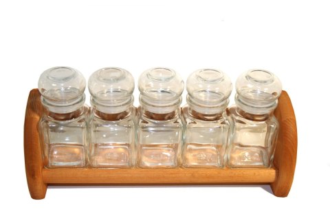 Pojemniki półka na przyprawy 5 szt 150 ml szkło Pojemniki półka na przyprawy 5 szt 150 ml szkło