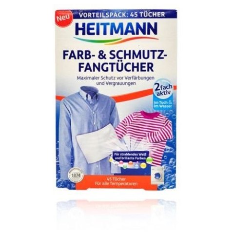 HEITMANN Chusteczki wyłapujące kolory 45szt HEITMANN Chusteczki wyłapujące kolory 45szt