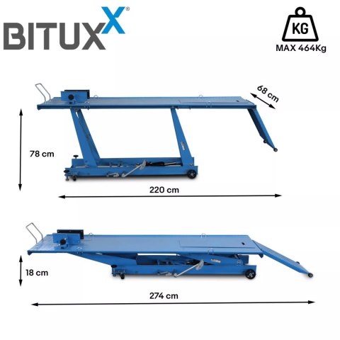 Podnośnik motocyklowy hydrauliczny udźwig do 464kg Regulowany 18-78 cm