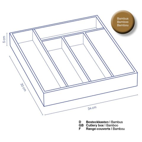 Bambusowy wkład na sztućce, 30x34x5 cm