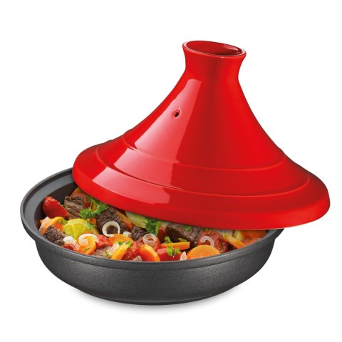 Naczynie do tagine, 2,0 l, śred. 28 cm, emaliowane żeliwo/ceramika, czerwone