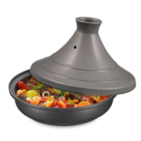 Naczynie do tagine, 2,0 l, śred. 28 cm, emaliowane żeliwo/ceramika, szare