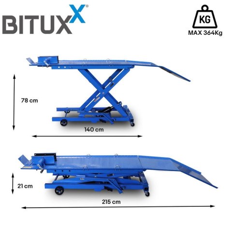 Podnosnik motocyklowy platformowy platforma 364 kg rampa serwisowa 21-78 cm